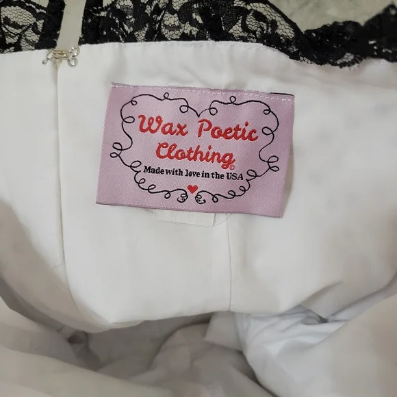 Vintage Style Black And White Lace Polka Dot Dress - Picture 5 of 9